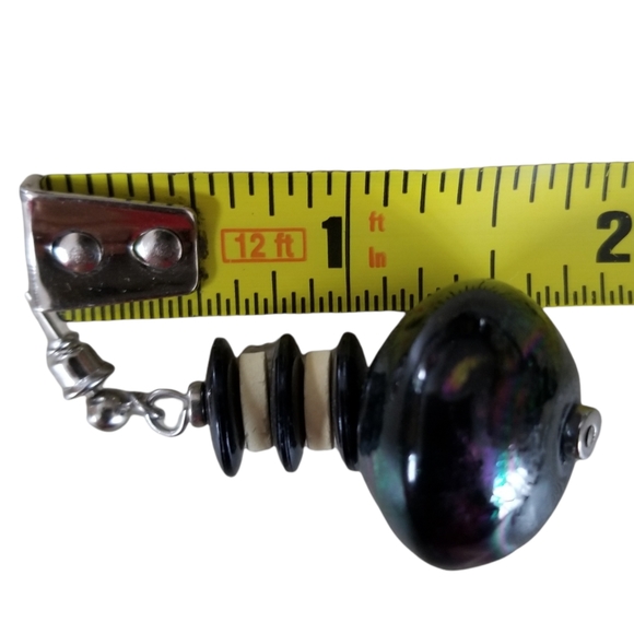 Vintage 1960s Mod Irredescent Beaded Drop Pierced Earrings - Picture 7 of 10